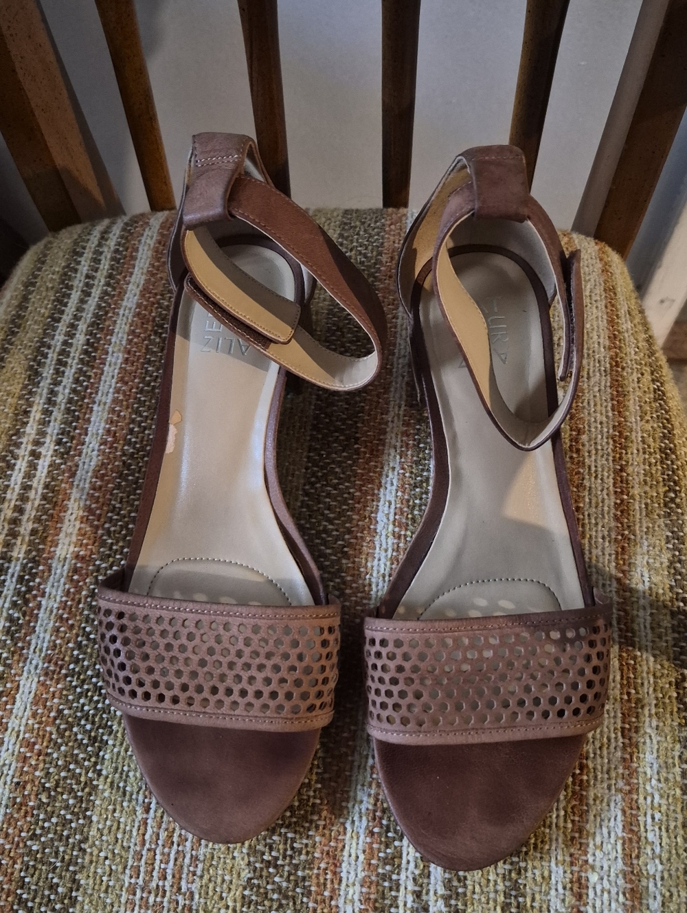Naturalizer Brown Suede Ankle-Strap Sandals - Women's